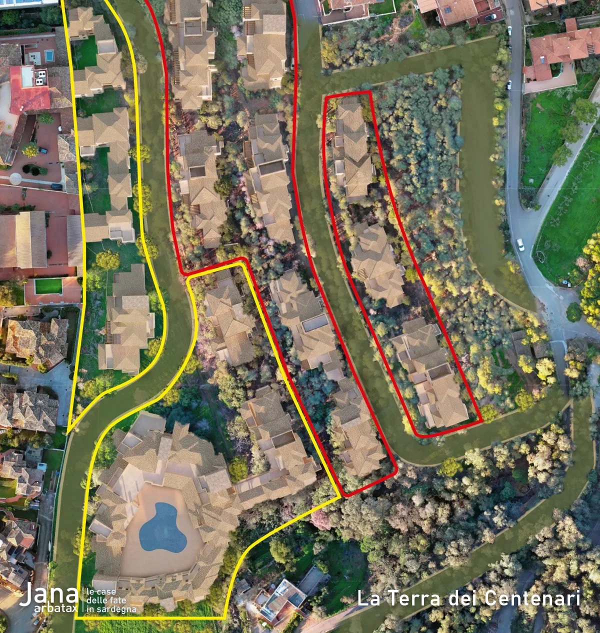 Borgo Frisa dall'alto, case in vendita ad Arbatax, in Ogliastra