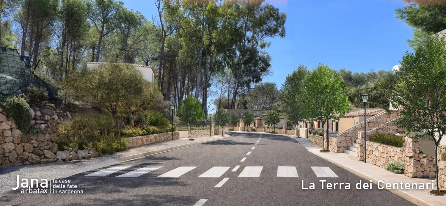 Vista di via Marco Polo, nel complesso di Borgo Frisa ad Arbatax